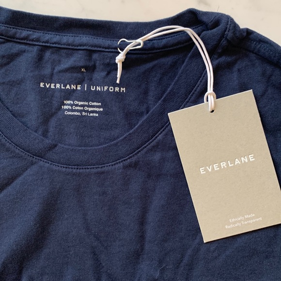 Everlane The Essential Organic Crew T-Shirt Top Navy Mens Size XL - Picture 4 of 11